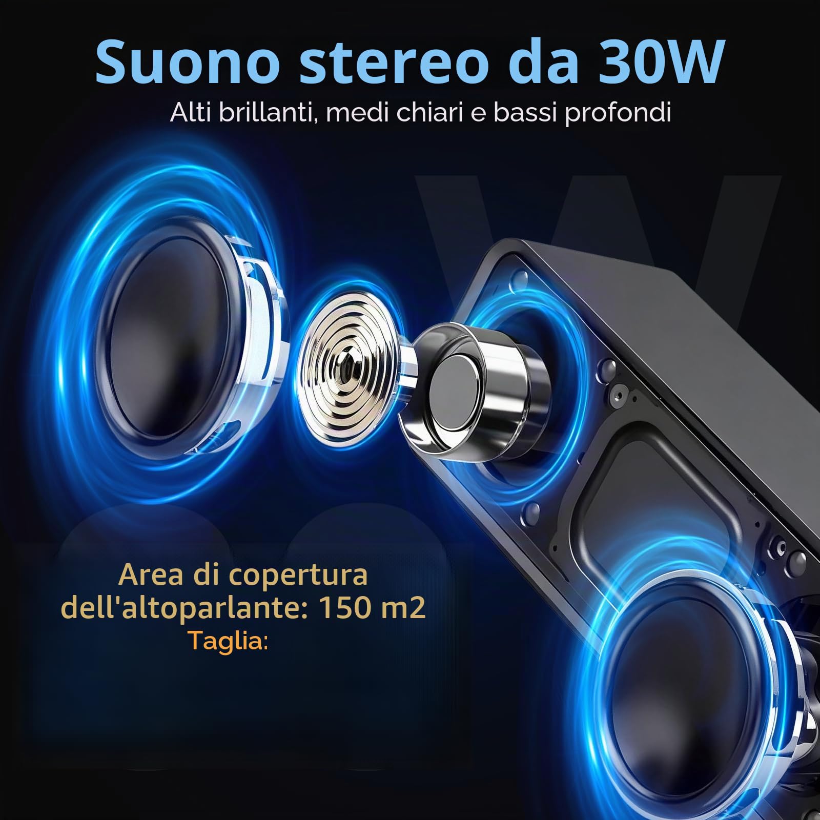 IKT Cassa Bluetooth Potente Portatile con Luci, Speaker Bluetooth 5.4, 30W Basso Potenziato, IPX7 Impermeabile, 7 Luci RGB, 30 Ore Autonomia, Altoparlante Bluetooth per Party, TWS AUX TF-Card