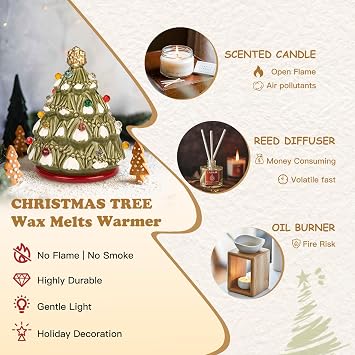 SALKING Christmas Wax Melt Warmer, Christmas Tree Electric Wax Warmer for Scented Wax, Holiday Decor Wax Melter Winter Fragrance Warmer for Aromatherapy, Candle Wax Warmer Oil Burner