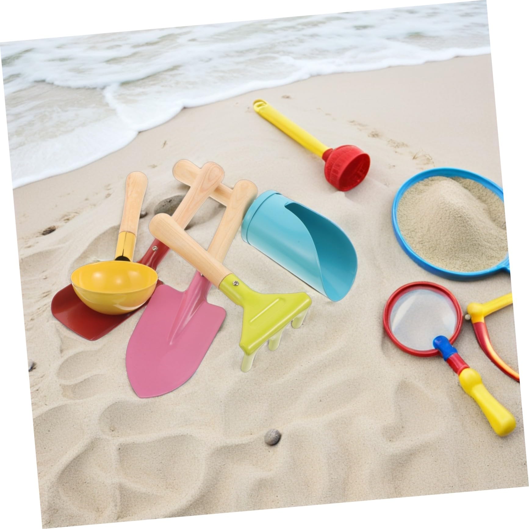 5 Pezzi Attrezzi Giardinaggio con Rastrello e Palettina Ergonomici per Gioco Estivo all Aperto Kit Manuale per Spiaggia e Giardino Strumenti Sicuri e Facili da Pulire