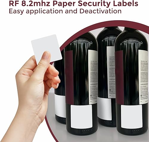 Miniatura 4 de 10000 etiquetas de seguridad de papel 1.5 x 1.5 pulgadas RF 8.2Mhz blanco compatible con puntos de control - Etiquetas antirrobo prácticas y