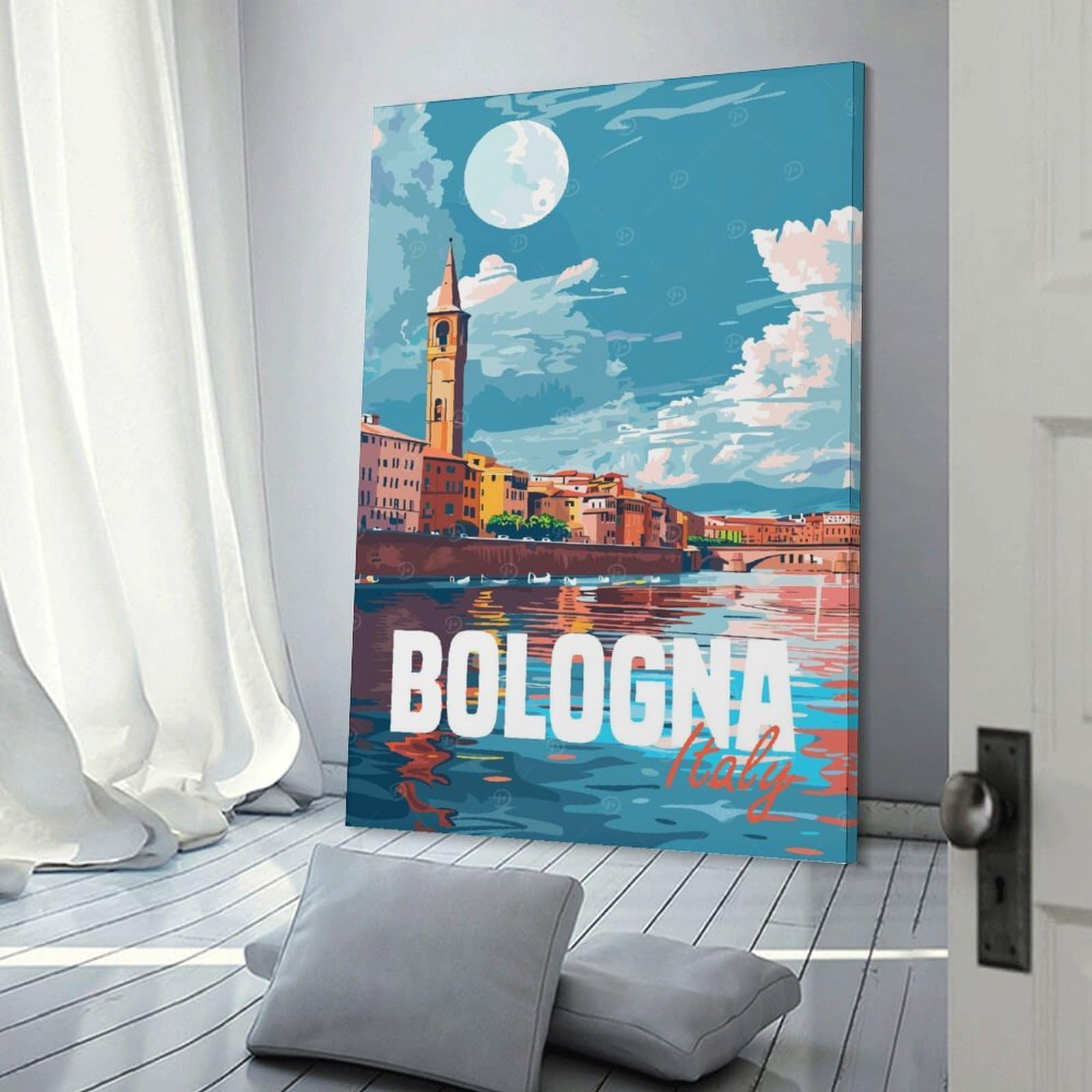 Junmoney Wall Art Print Bologna Italy, 20x30inch(50x75cm), for Bedroom Decor, Cosy Corners Or Studios, Decorative Wall Art for Cosy Rooms