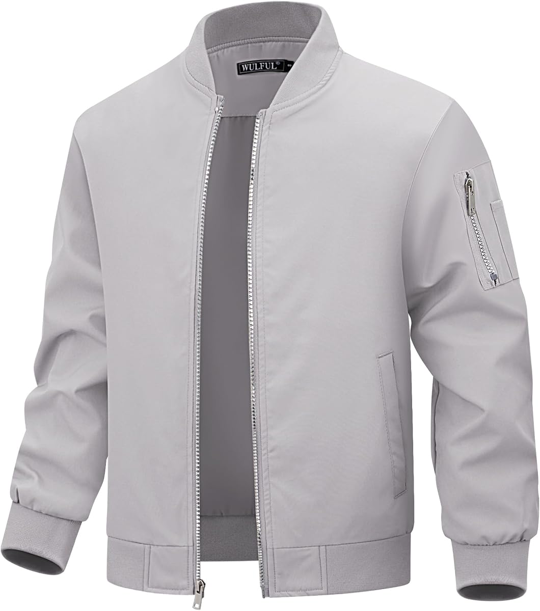 WULFUL Boy's Bomber Jackets Kids Spring Fall Zip Up Varsity Windbreak Jackets
