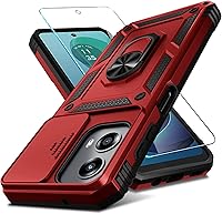 Vista 1 de Janmitta Compatible con Funda Moto G 5G 2024 con Cubierta Deslizante Integrada para Lente de Cámara + Protector de Pantalla + Soporte de Anillo