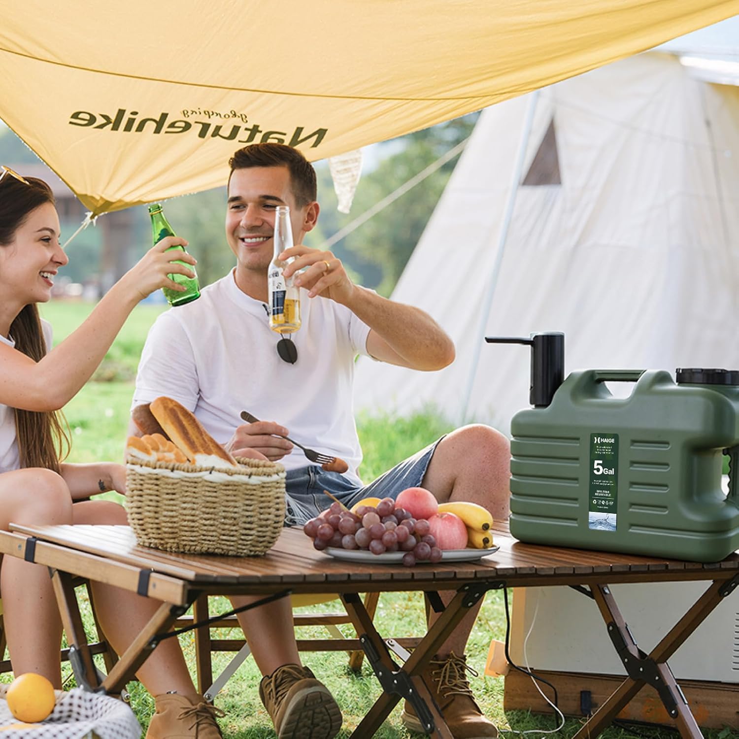 HAIGE 5 Gallon Water Jug with Automatic Touch Control Pump for Outdoors Camping Hiking