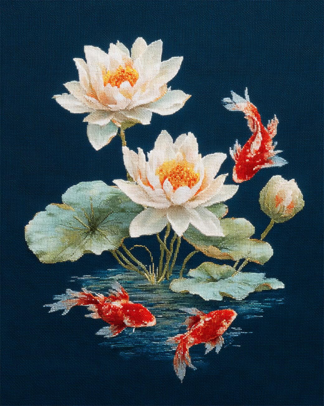 RKFLGEW DIY Embroidery Beads Set Carp and Flowers 50x70cm