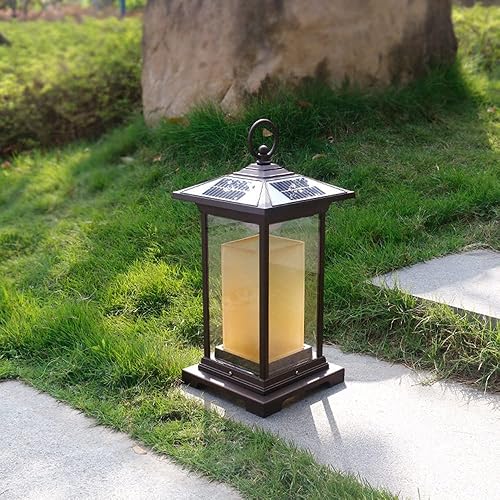 Miniatura 5 de Luces de poste al aire libre, control remoto, lámpara solar de pie para césped, luz inteligente de control de luz, luz de cabeza de poste al aire