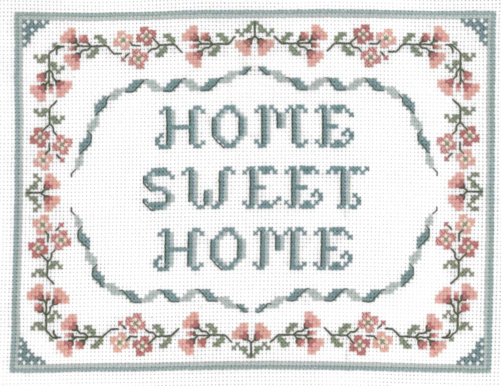 Floral 'Home Sweet Home' Sampler - Complete Cross Stitch kit on 14 aida with Clear Colour Chart