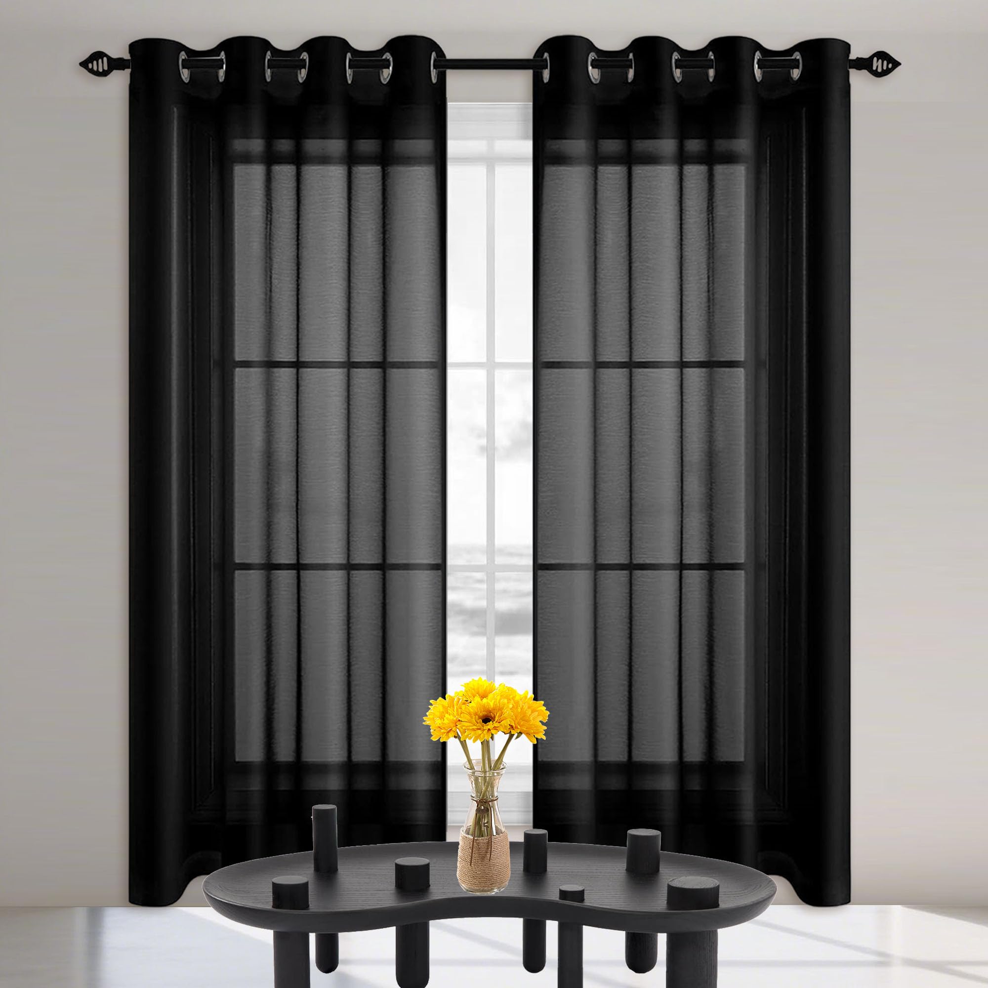 Voilages intérieurs noirs 850x200 cm pour tamiser la chambre