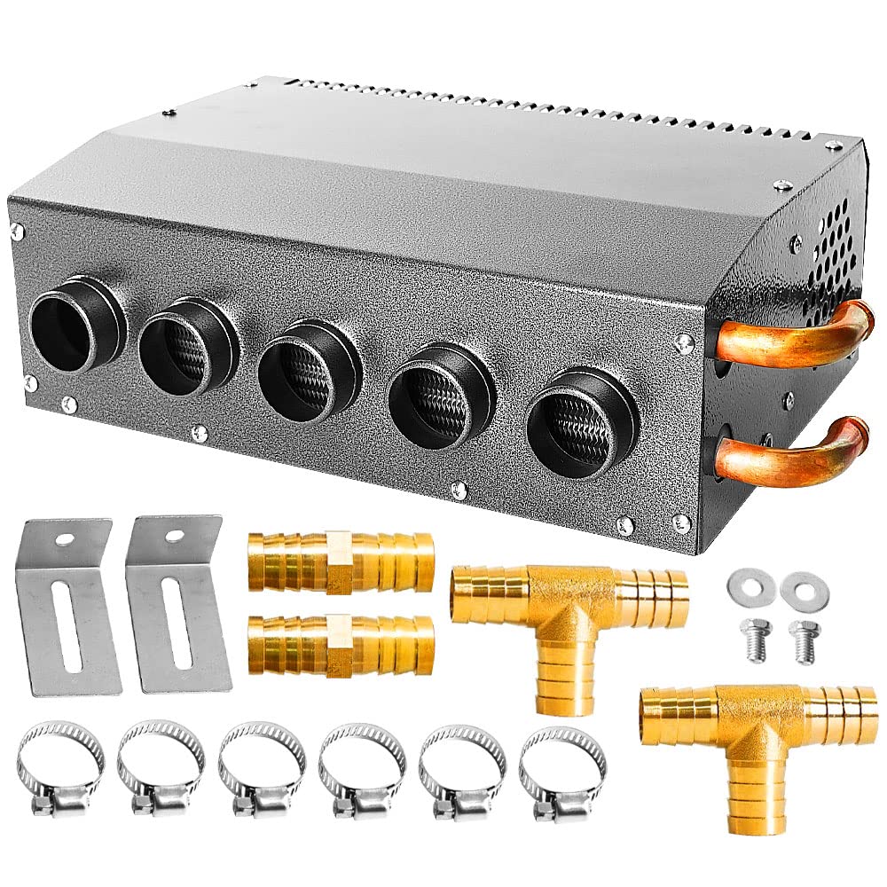 12V Compact Design Hydronic Heater Assembly Mountable Switch 5 Front Vents 3-Speed Blower 100 CFM Airflow 8500 BTU of Heat For Car Truck Boat RV