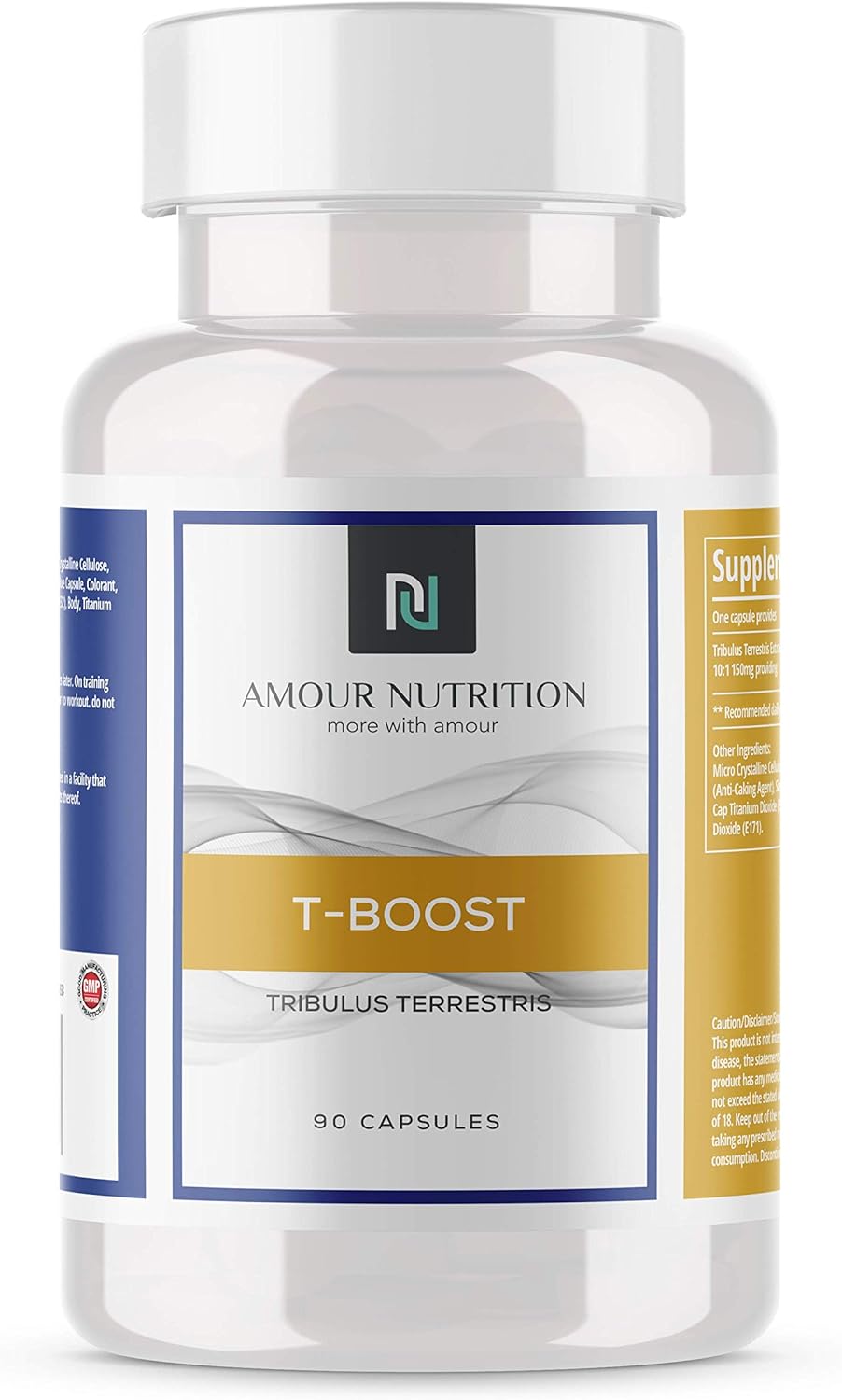 T-Boost by Amour Nutrition, Testosterone Booster, Tribulus Terrestris,Hormone Support & Growth Activator, UK Made, Pharmaceutical Grade, Muscle Support