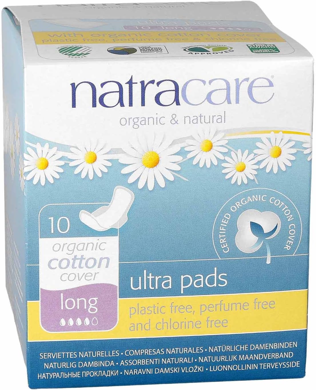 Natracare Ultra Pads with Wings Long, 10 Count (Pack of 12)