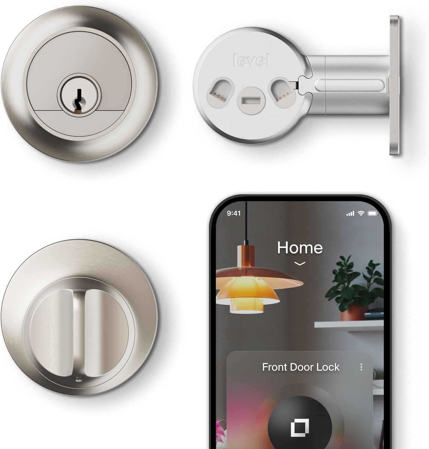 Level Lock Pro - World’s Smallest, Fastest, Innovative Smart Lock - Matter-Over-Thread Deadbolt Plus Apple Home Key - Keyless & Remote Access via Apple, Alexa, Google Home, SmartThings (Satin Nickel)