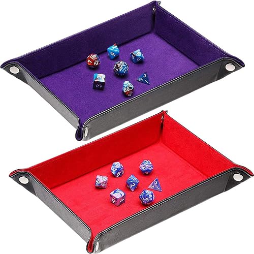 Onwon 2 soportes para dados de doble cara, de piel sintética y terciopelo, bandeja plegable para juegos de dados y otros juegos de mesa (morado y