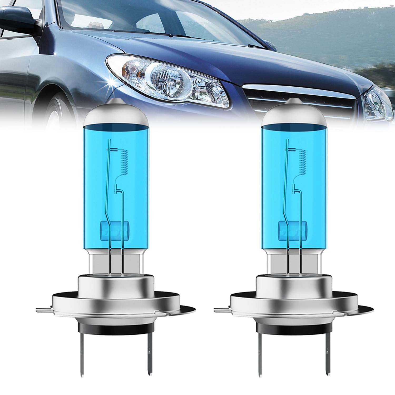 Fog Light Bulbs Compatible With Hyundai Elantra 2018, H7 Fog Lights Halogen Light Bulb, Super Bright 6000K White, Plug and Play, Pack of 2
