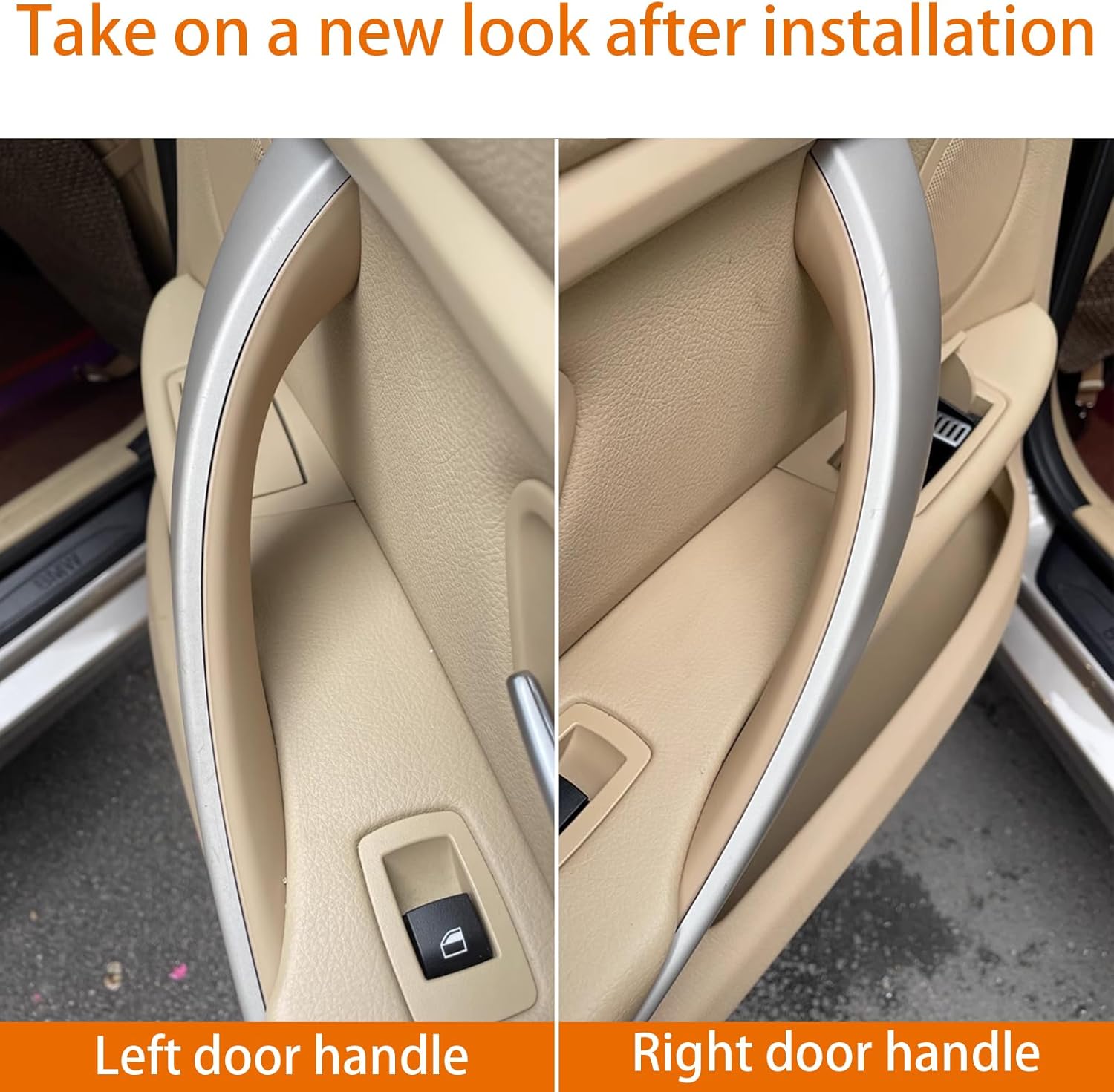 Car Door Handle Cover Left and Right Interior Door Pull Handles Protective Decorate Covers for BMW 3 4 Series 3GT F30 F34 F36 2013-2018 320i 328i 330i 335i 340i (2PCS Beige)