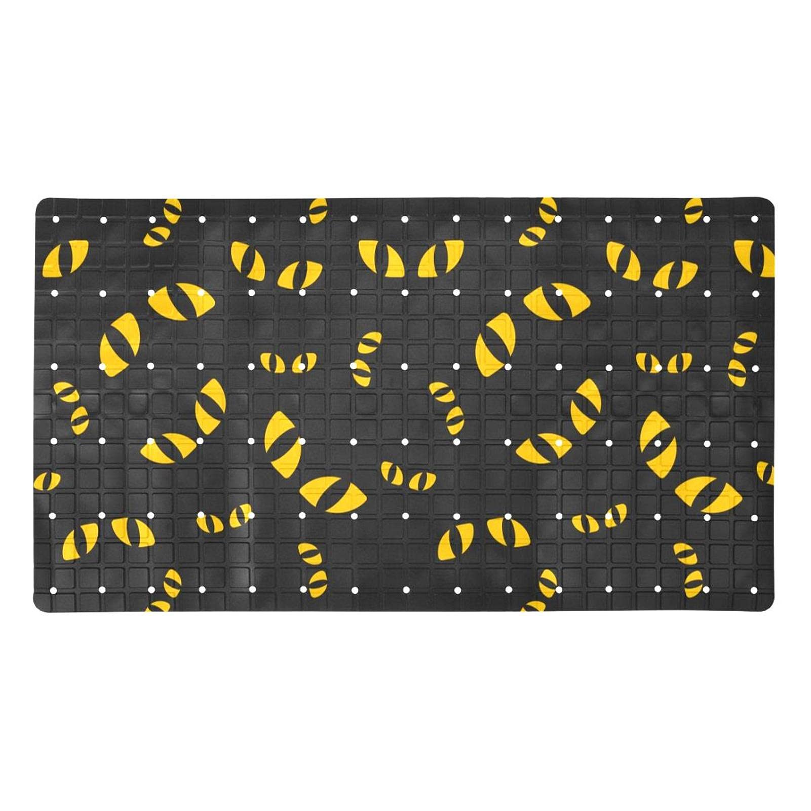 Tapis de douche antidérapant yeux de chat Halloween avec ventouses de fixation