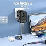 220V à 110V Convertisseur VoltageConverter US à l ' Europe VoltageConverter pour séchoir à cheveux avec 1 USB A et 3 USB C, Voyages européens AdapterPower Convertisseur adaptateur Combo fromUS vers l'Italie UK AU
