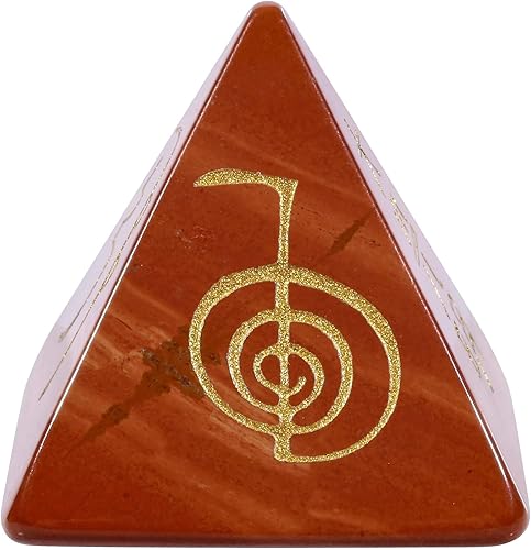 Miniatura 10 de Amogeeli Pirámide de piedra de cristal curativo con símbolos de Reiki grabados, piedra de bolsillo para decoración de meditación, piedra de