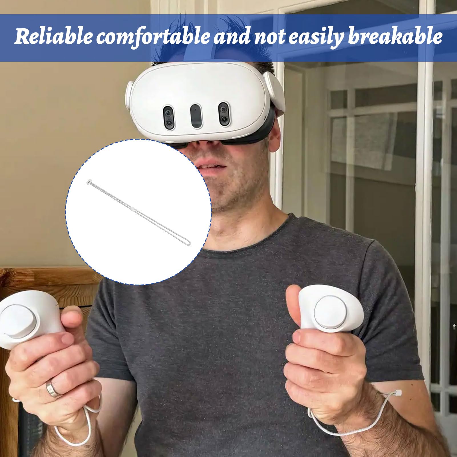 for Oculus Quest 3 wrist, 2pcs White Adjustable for Quest 3 wrist, Anti-slip Replacement with controller wrists straps with Meta Quest3/ 3S — view 6