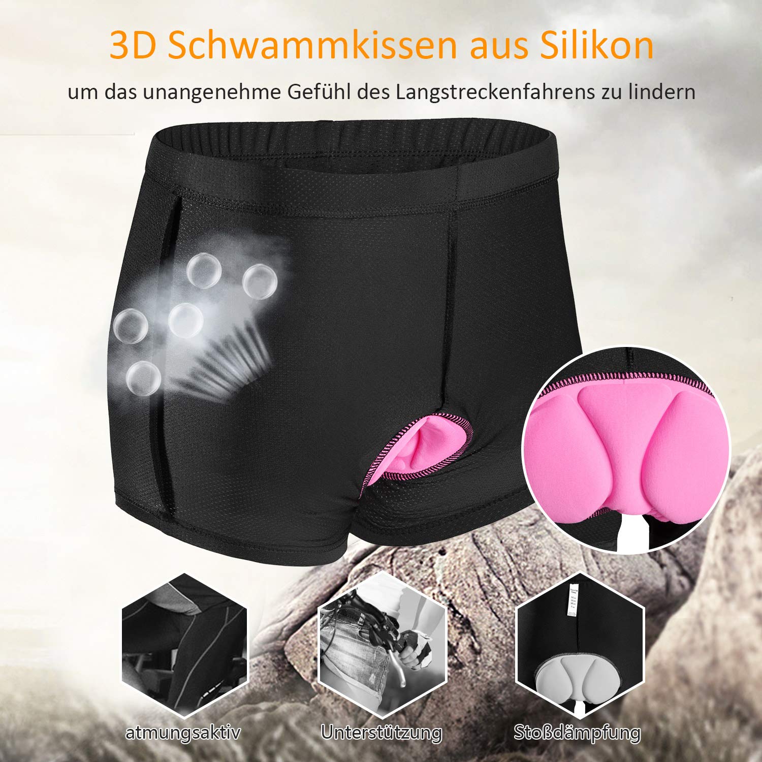 Bielizna rowerowa, damska, wyściełana, z wkładką żelową 3D