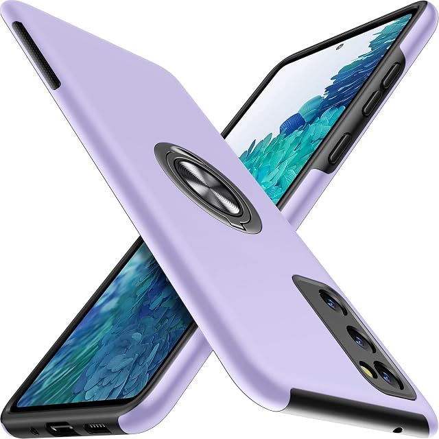 AOUIA for Samsung Galaxy S20 FE Case, [TPU Flexible Frame + Hard PC Back] [Anti Scratch] [Anti Fingerprint] [Rotating Bracket], Shockproof Case for Samsung Galaxy S20 FE 6.5" 4G/5G (Purple)