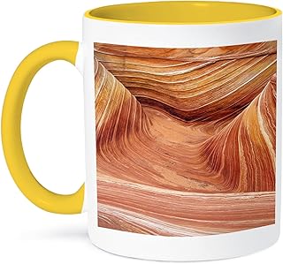 3dRose The Wave, Coyote Buttes, Paria-Vermilion Cliffs, Arizona USA 15oz Two-Tone Yellow Mug