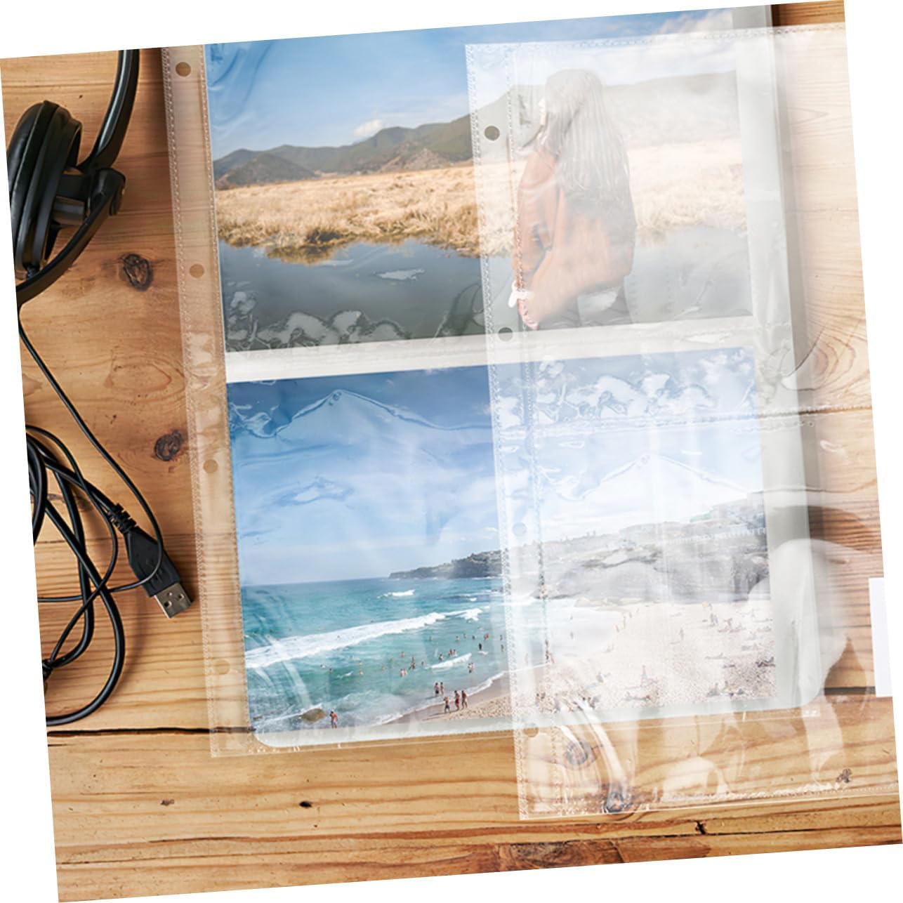 LIFKOME Collection Album Pages 4 Holes 50pcs Looseleaf Photo Album Pages for Postcards