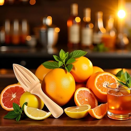 Miniatura 4 de 2Pcs Wooden Citrus Juicer - Handheld Manual LemonOrange Reamer  Portable Fruit Squeezer Tool for Home, Cafe and Bar,Kitchen Utensils, Bartender