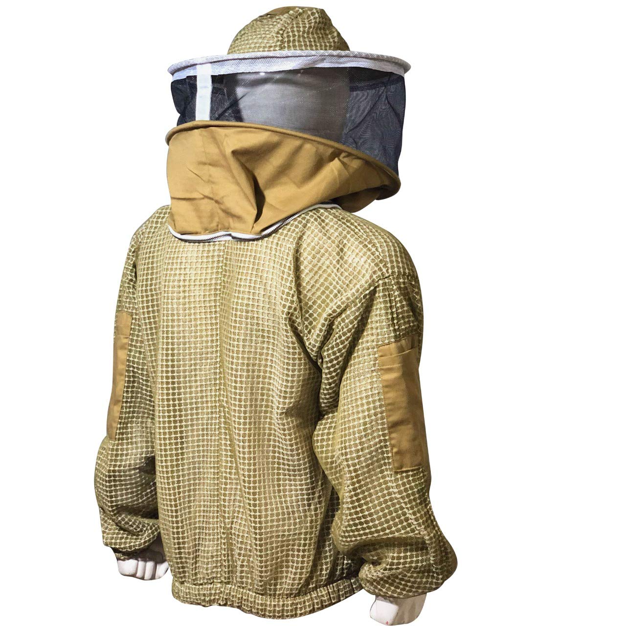 Clothes N Leather Gear Beekeeping Three Layer Mesh Ultra Ventilated Fully Protection Beekeepers Jacket with Round Veil (2XL)