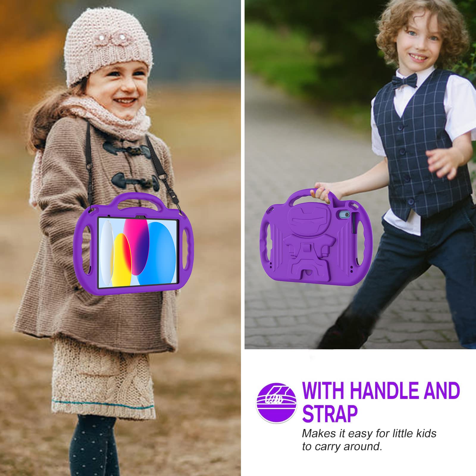 Funda para iPad de 10.ª generación para niños, funda para iPad 10.9, [correa para el hombro] [mango ligero] fundas protectoras para niños a prueba de golpes para iPad de 10.9 pulgadas 2022 5