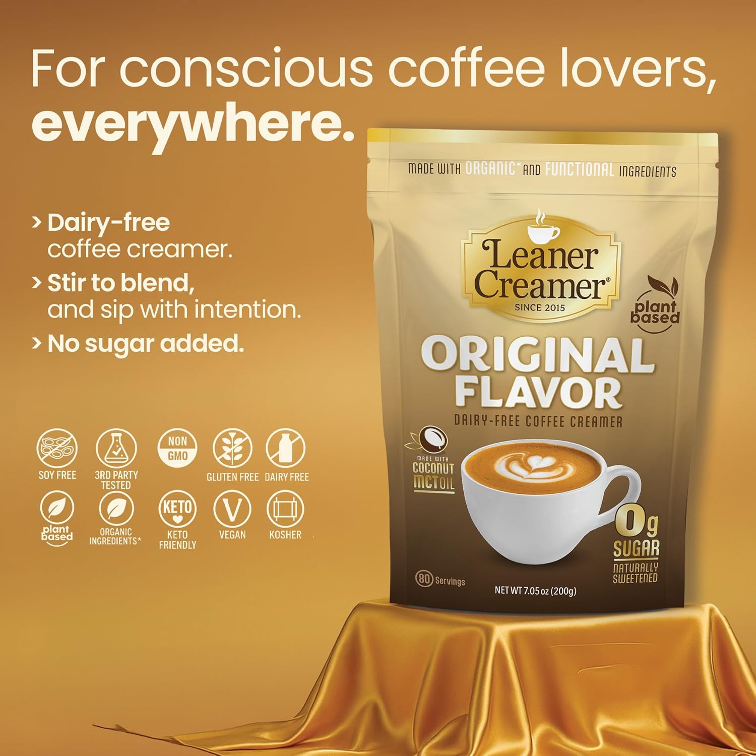Leaner Creamer Variety Pack – Original, Salted Caramel & Mocha | Non-Dairy Coffee Creamer Powder | Sugar-Free, Keto Friendly, Gluten-Free | Coconut Oil Based
