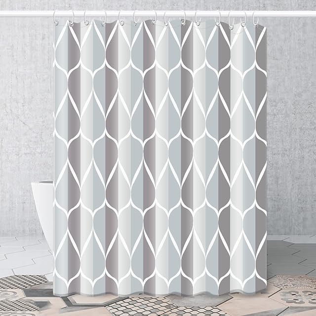 Bealieor Shower Curtain Mould Proof Resistant,Waterproof,Weighted Hem,Resistant Washable Christmas Bathroom Curtains,100% Polyester,12 Hooks + A Magnetic Rope(200 x 180 cm,Grey)