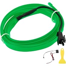 1m EL Wire Cable LED Glow String Light Car Interior Lighting Strip Flexible Neon Light for Car Decoration Wiring Driver12v Green