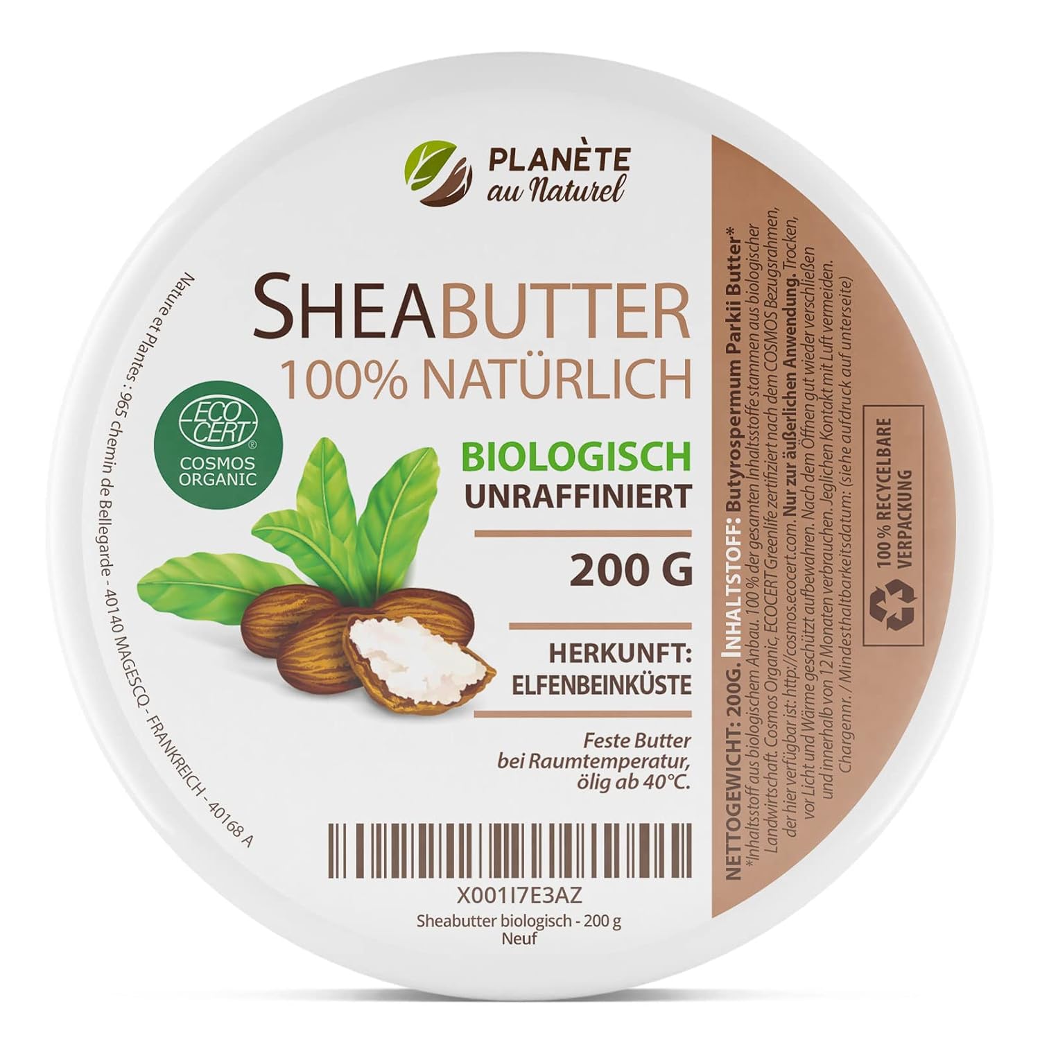 SheaButter Biologisch 200g Karité Butter 100 Rein 100 Natürlich