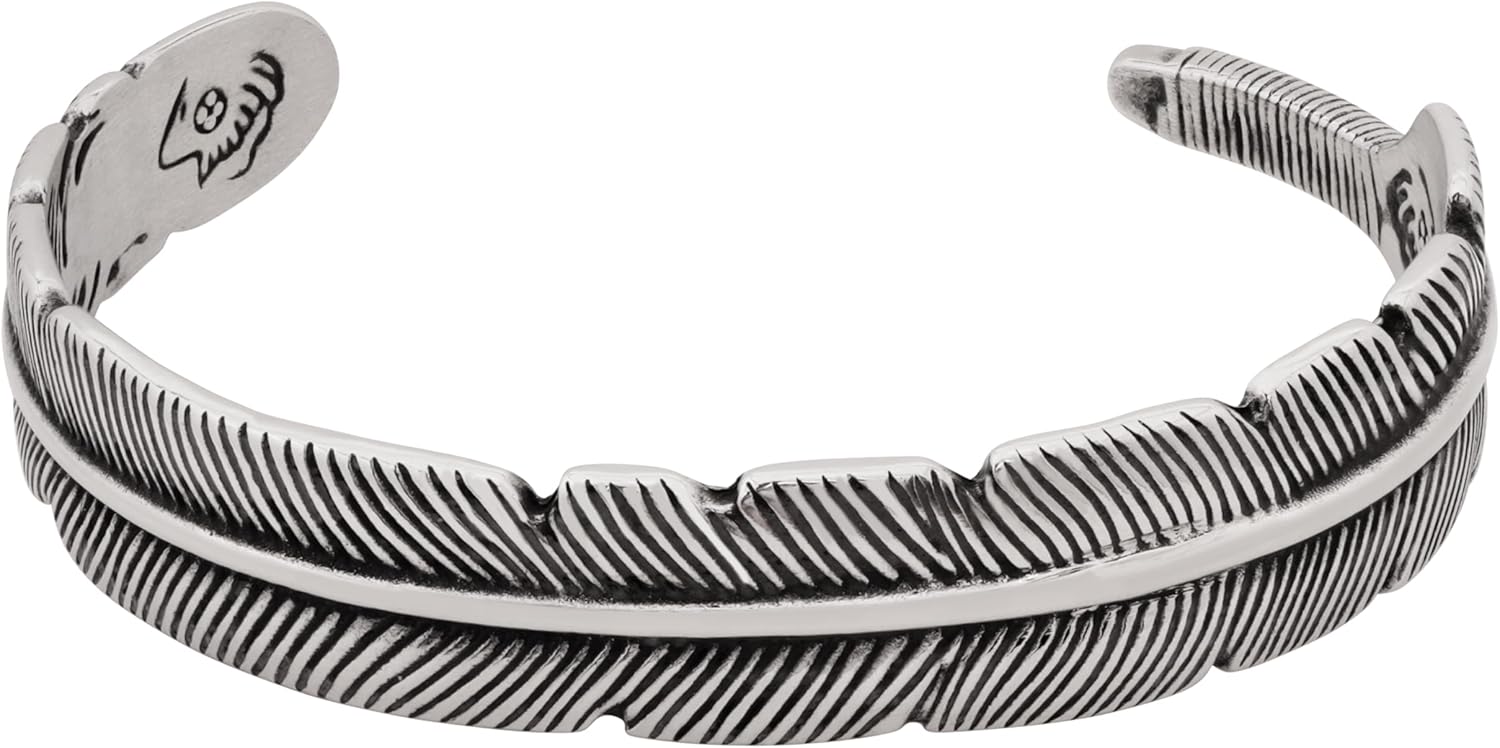 HAQUIL Stainless Steel Native American Feather Cuff Bracelet Jewelry Gift for Men and Women