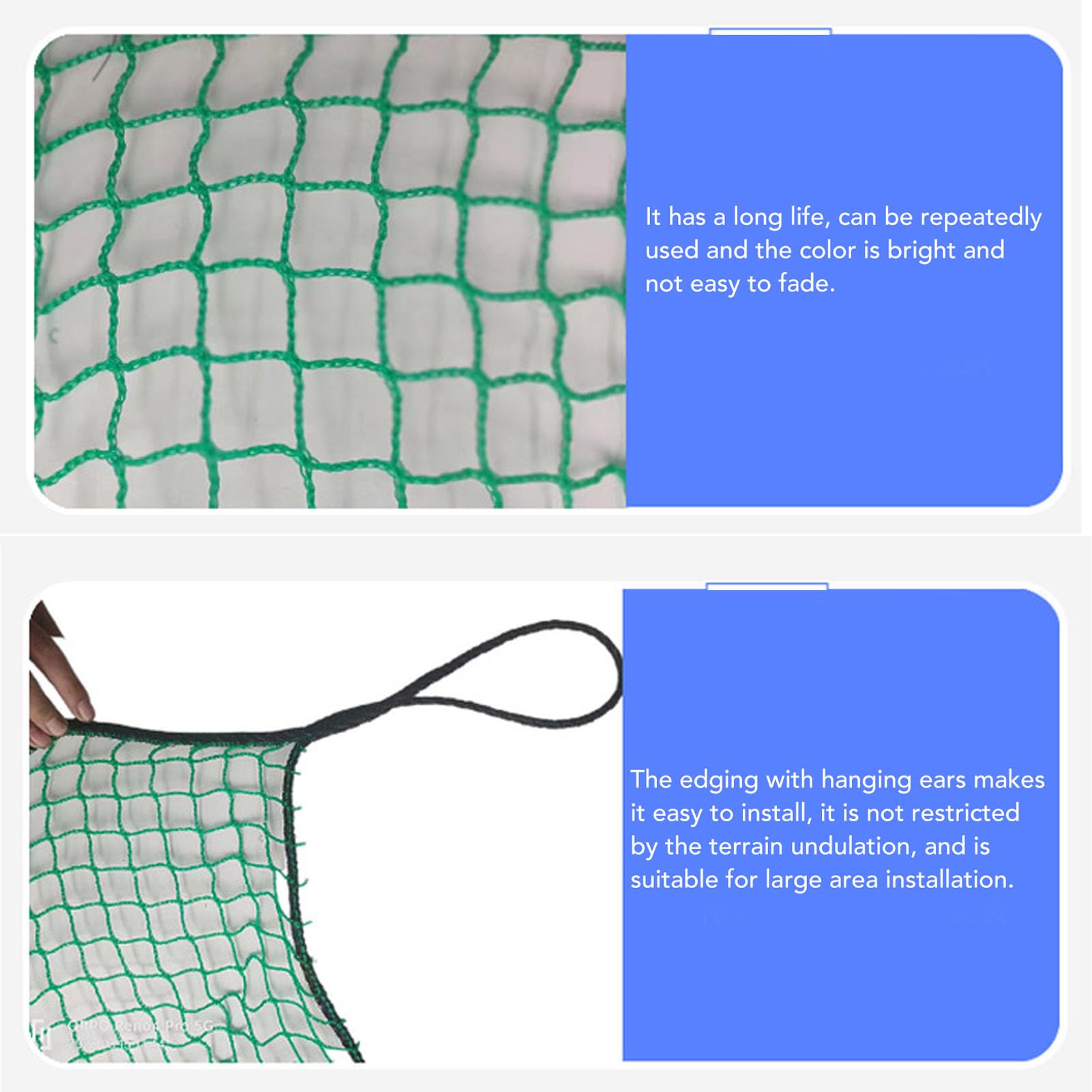 Buachois Sports Netting,9.8ft Golf Practice Net Hitting Net for Baseball Indoor Outdoor Club Practice Net Green Sports Netting Barrier Sports Netting for Backyard