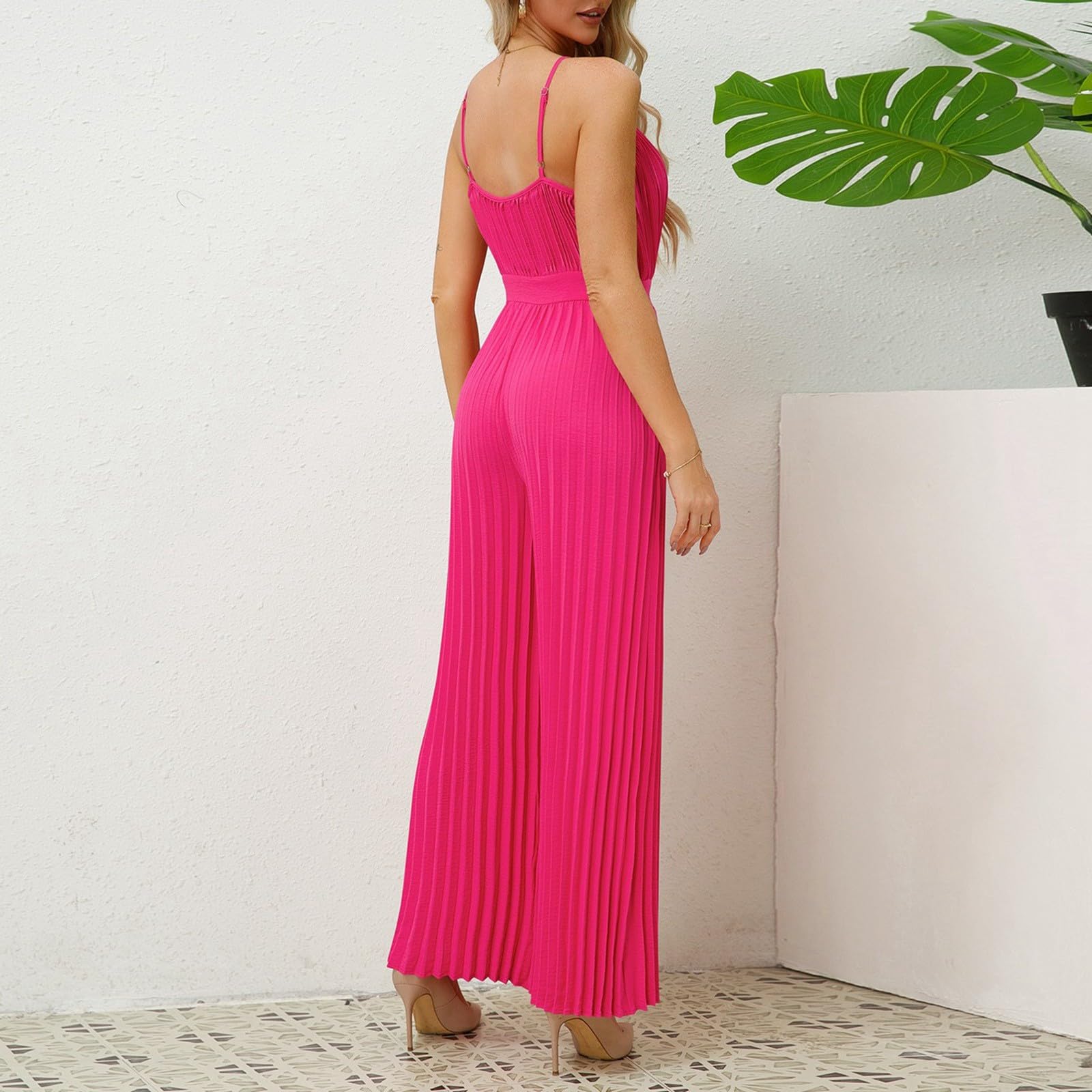 Jumpsuit Damen Elegant, Lang Overall Damen Sommer, Große Größen Ärmellos Einteiler Outfit Frauen Komplett, Romper Playsuit Kostüm, Hosenanzug Damen Hochzeit Sexy Retro Jumpsuit Hochzeitsgast Damen