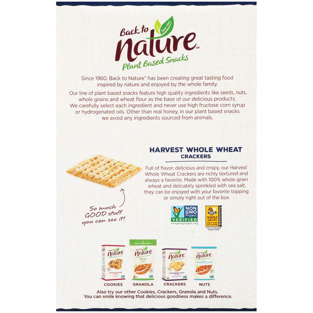 Back to Nature Crackers, Non-GMO Harvest Whole Wheat, 8.5 Ounce