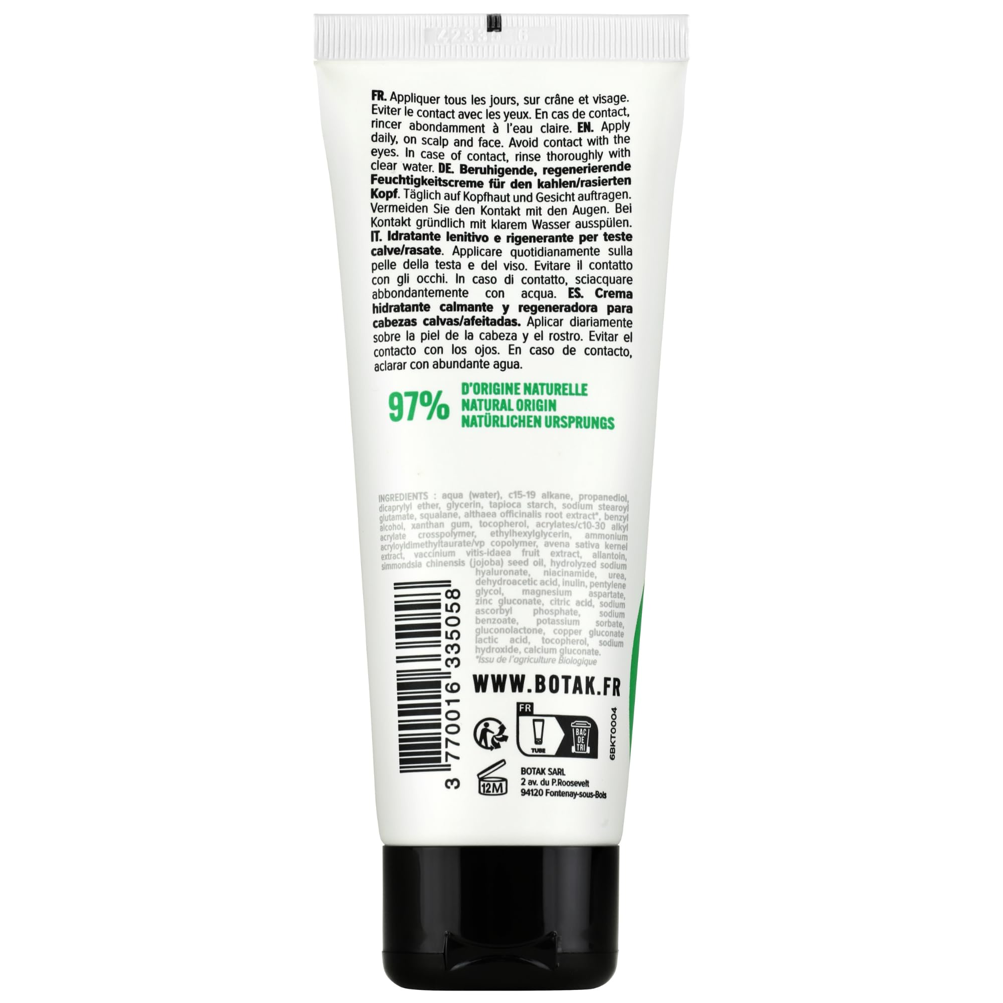 BOTAK Crema hidratante para cuero cabelludo y calvicie, 97% de origen natural