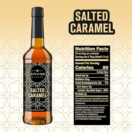 Miniatura 5 de Café Le Rou Jarabe de café variado, paquete de 5, jarabe saborizante de café de 25.4 onzas, vainilla, vainilla francesa, caramelo, caramelo salado,