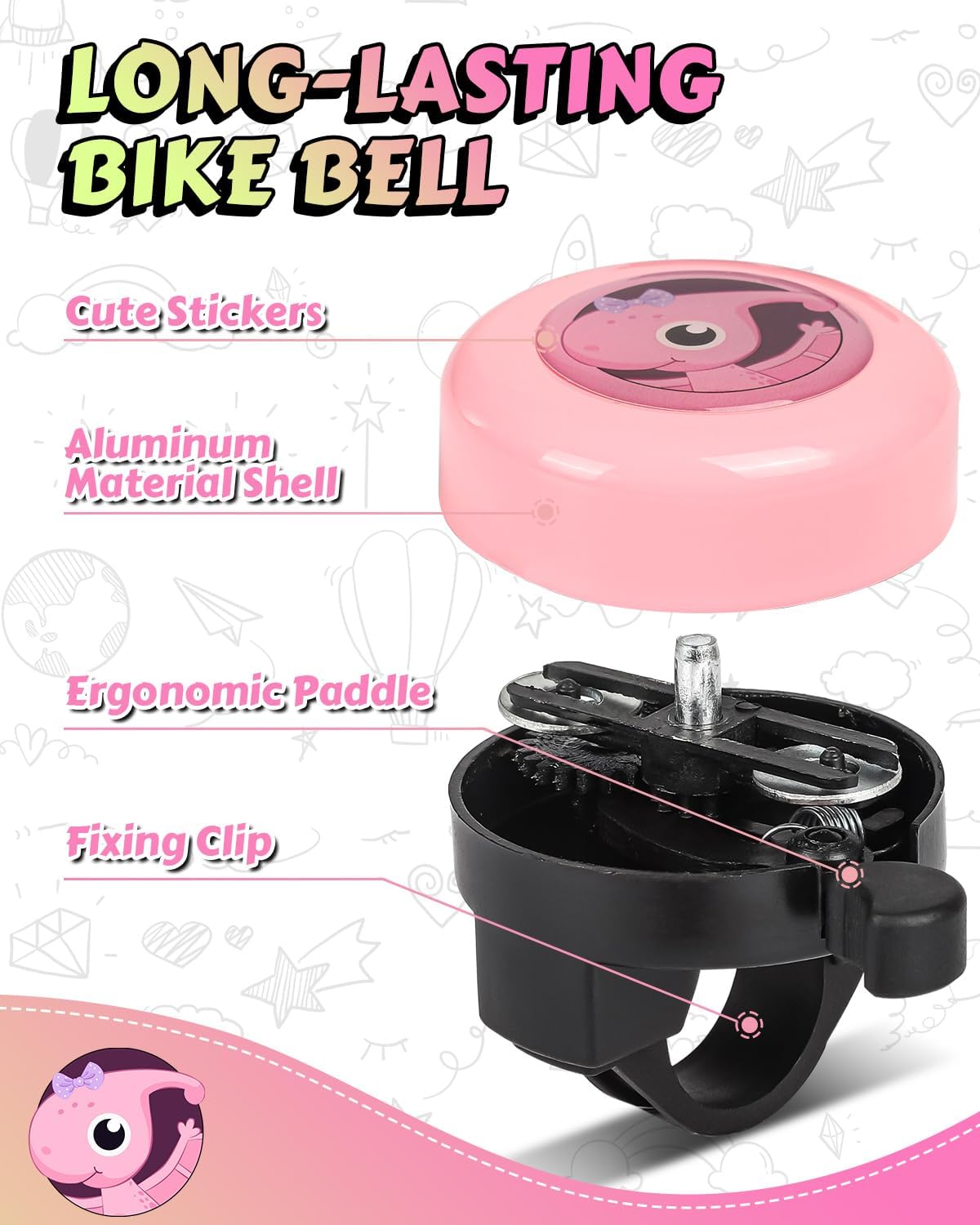 Bike Bell with Loud Clear Sound, Fit for 22mm Handlebar Scooter Bicycle image 2