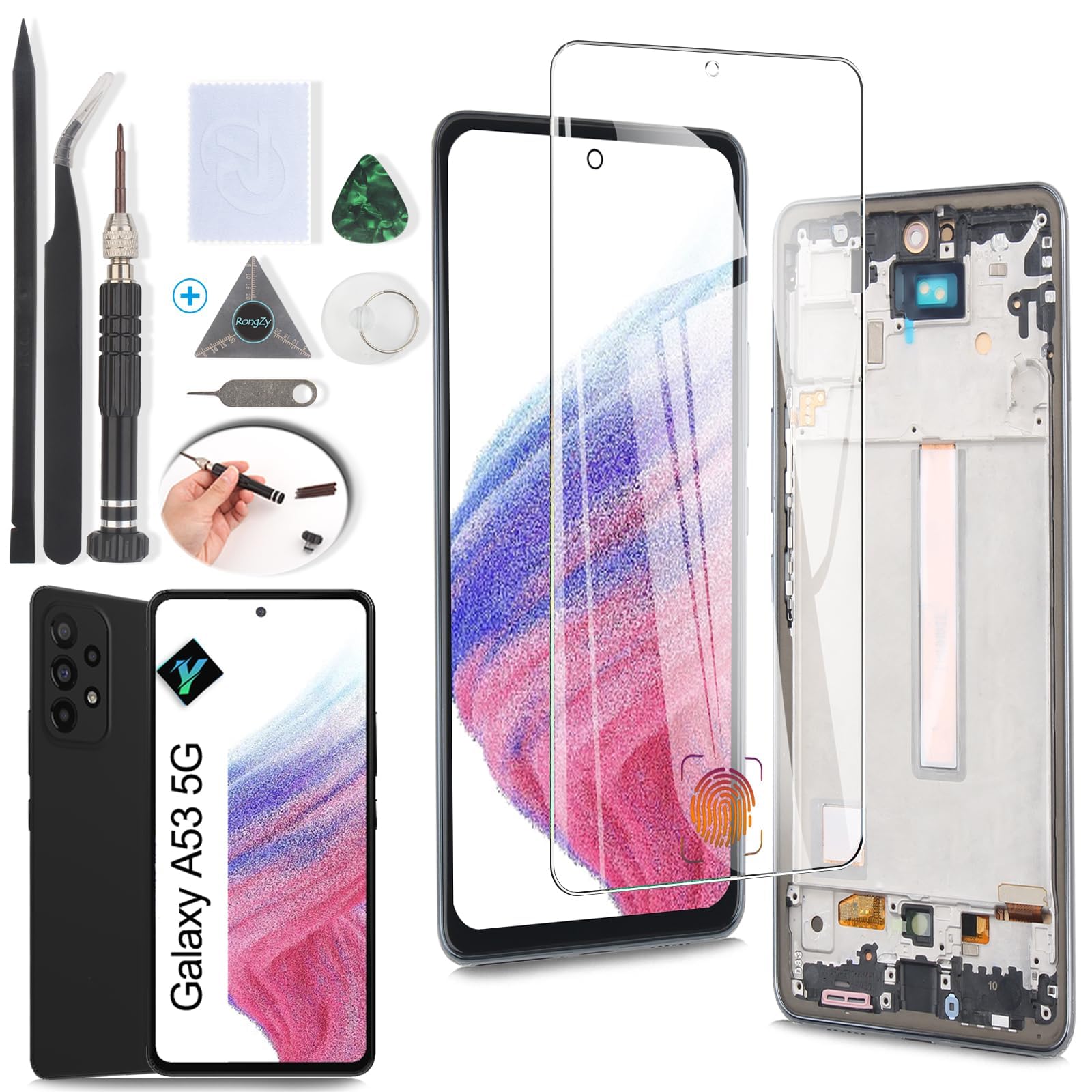 OLED for Samsung Galaxy A53 5G Screen Replacement LCD Display Touch Screen Digitizer Assembly for Samsung Galaxy A53 5G A536 A536B A536U 5G with Tools (Support Fingerprint)