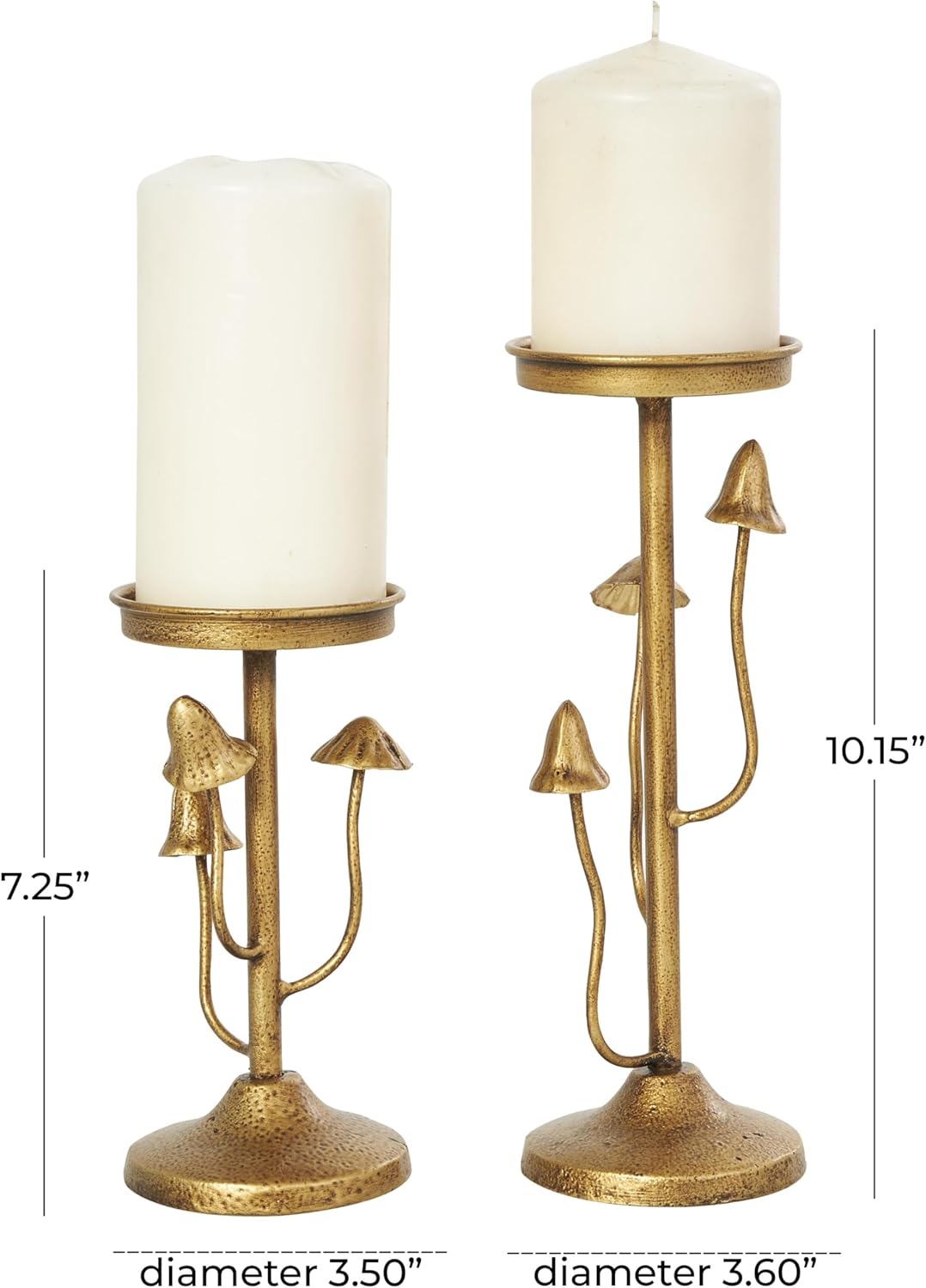 Deco 79 Metal Abstract Decorative Candle Holder Mushroom Inspired Candle Stand, Set of 2 Candlestick Holder 10", 7" H, Gold - Image 6