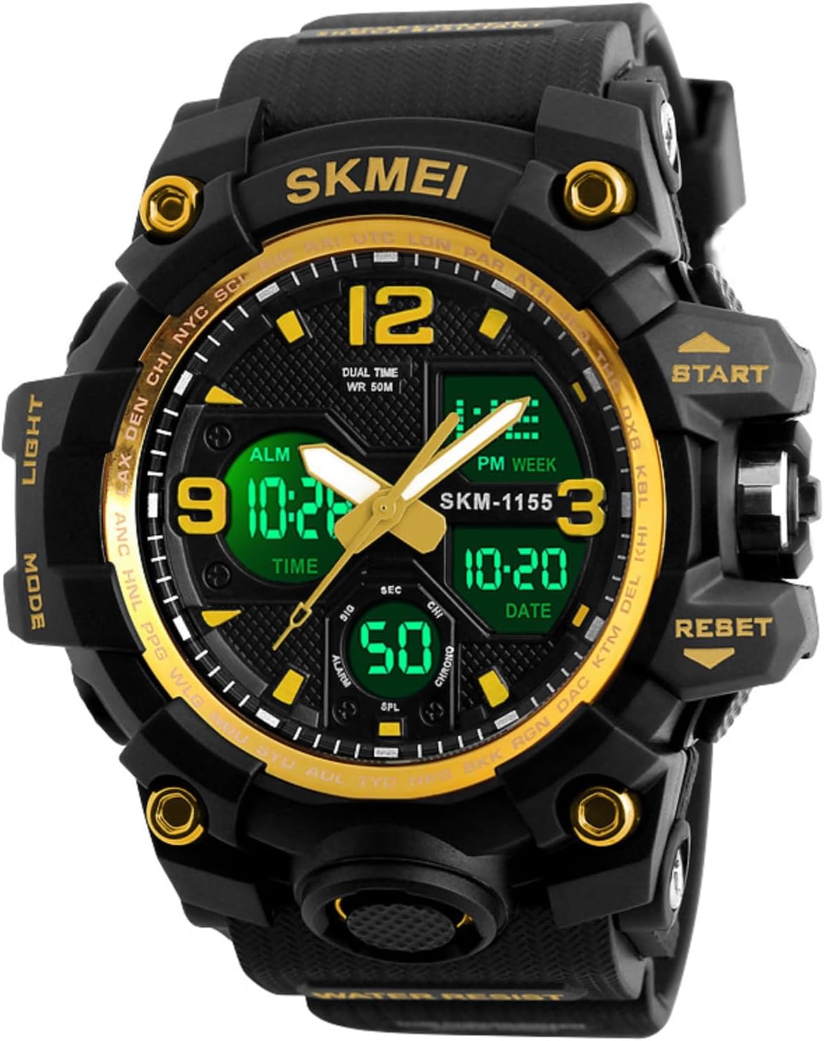 SKMEI Men's Watch Military Analog Digital Waterproof Luminous Sport Watch for Men with Date Week Alarm Tactical Watch