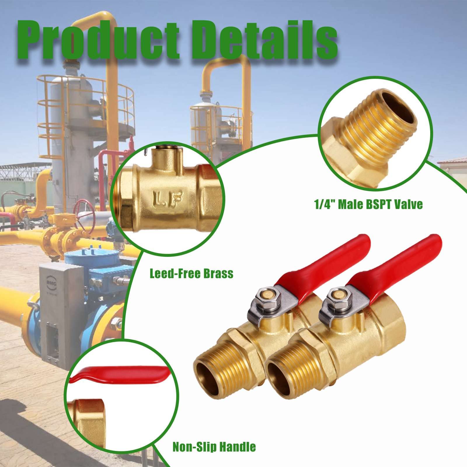 Valvola A Sfera In Ottone Cromato 1/4" BSP - Filettatura Maschio/Femmina Per Aria O Acqua - Foto 8