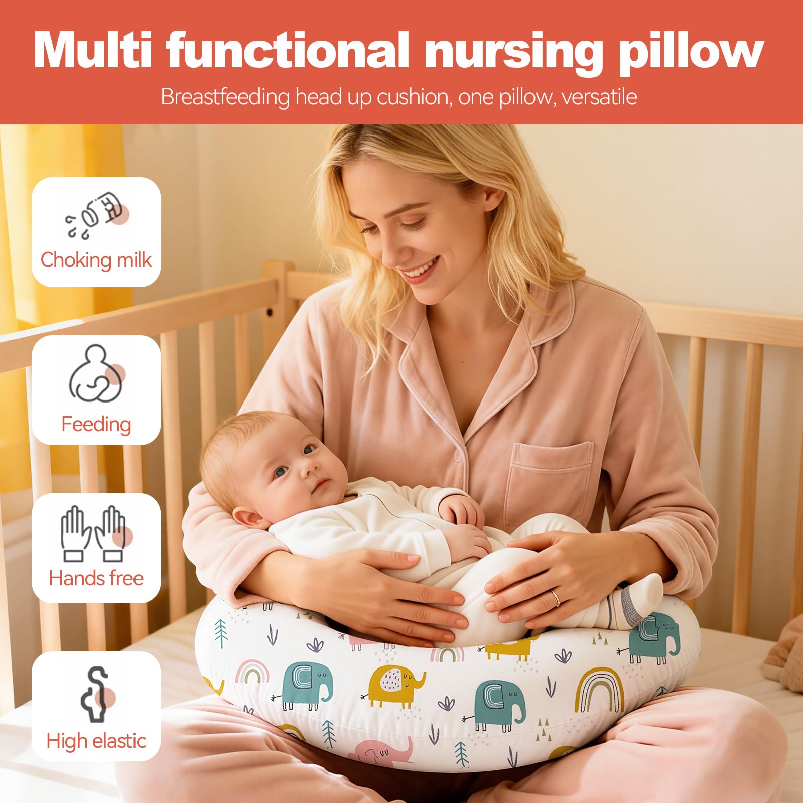 Labtec Coussin d'allaitement Bébé, Oreiller d'allaitement, Coussin pour Alimentation au Biberon, Housse de Coussin Amovible 100% Coton