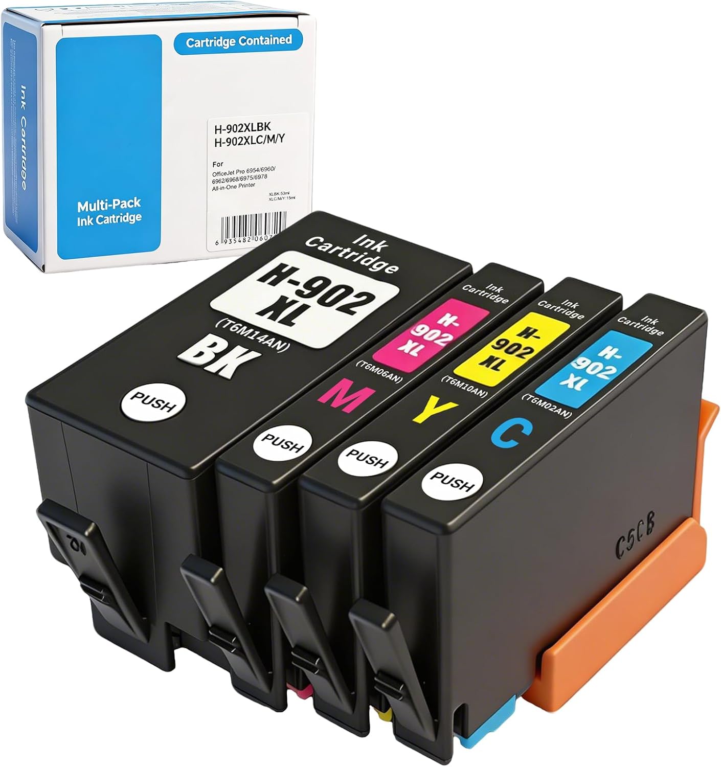 Compatible 902XL Ink Cartridges Replacement 4-Pack for HP 902XL Ink Cartridges Combo Pack OfficeJet Pro 6978 6968 6974 6975 OfficeJet 6951 Printers