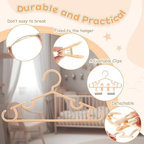 Miniatura 18 de Hsei Baby Hangers with Clips, Plastic Kids Pants Hangers for Nursery Closet, Top and Bottom Clothes Hanger Set for Newborn Child Infant Toddler Boys