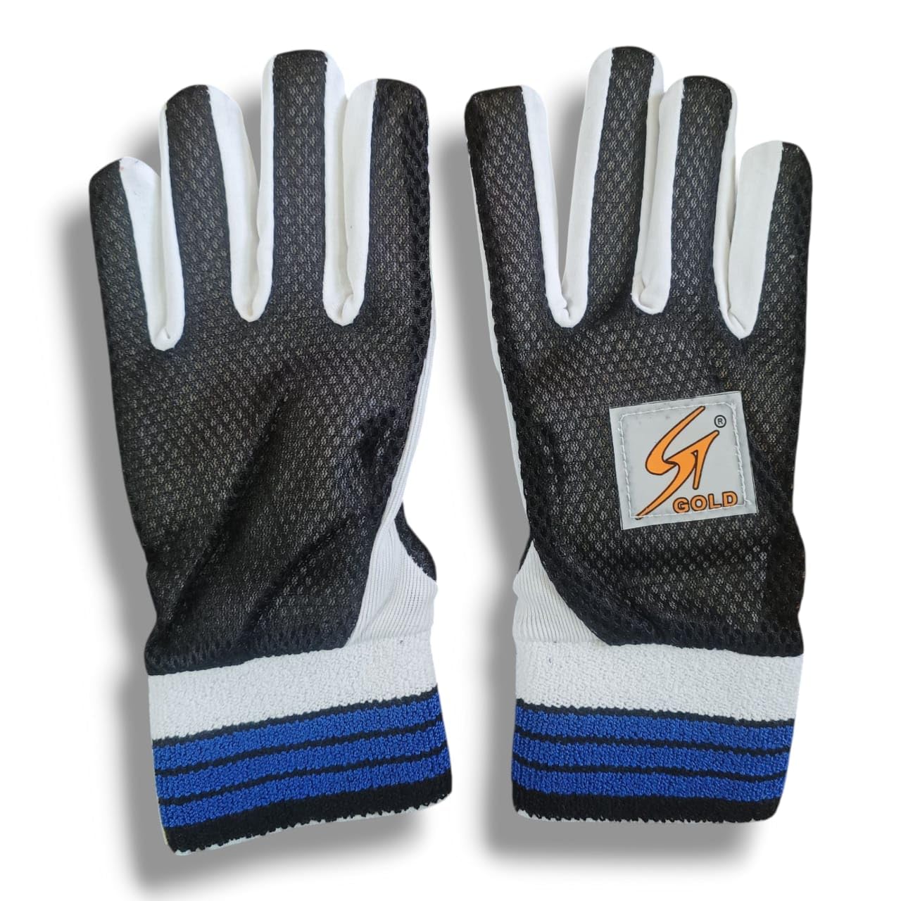 Premium Cricket Wicket Keeping Gloves with Soft Cotton Palm for Comfort, Breathable Toweling Wrist Support with Velcro for Men/Youth/Adults (Black)-image-5