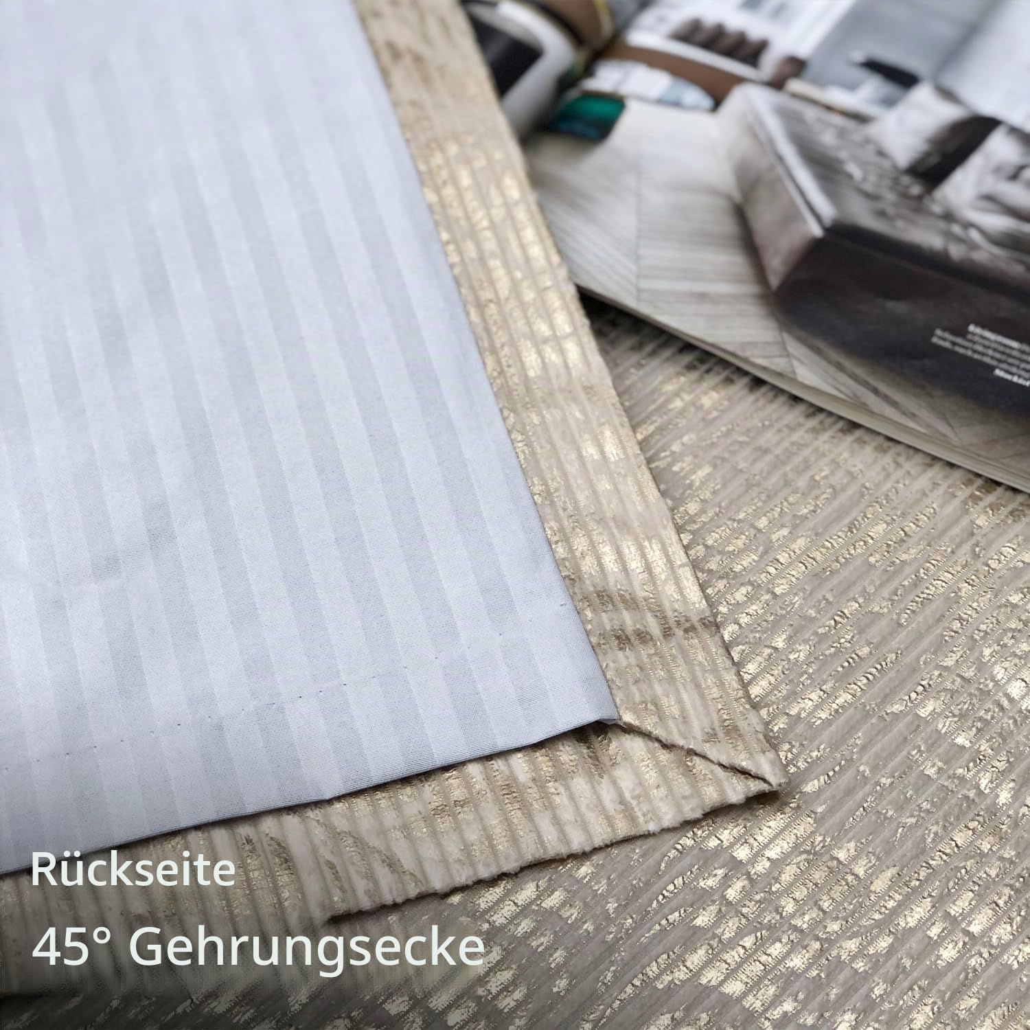 always4u 100% Blickdichter Verdunkelungsvorhang mit Golddruck 2er Set, Gardinen mit Ösen aus Samt, Thermovorhänge für Schlafzimmer Wohnzimmer Küche,Kälteisolierend, Beige,137x213cm